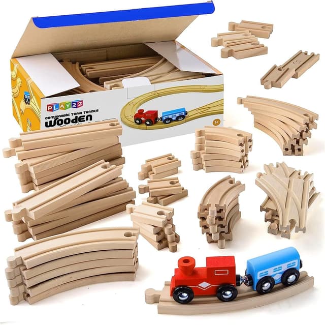 Imagen de Play22 Wooden Train Tracks 52pc 🚂 en OfertitasTOP