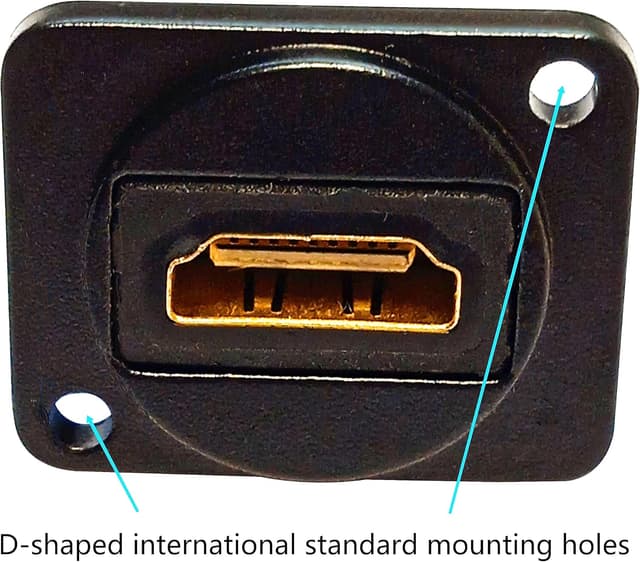 Detalle de SHANFEILU HDMI Straight D-Type Panel Mount Adapter (Coupler, female-to-female, screw fixings)
