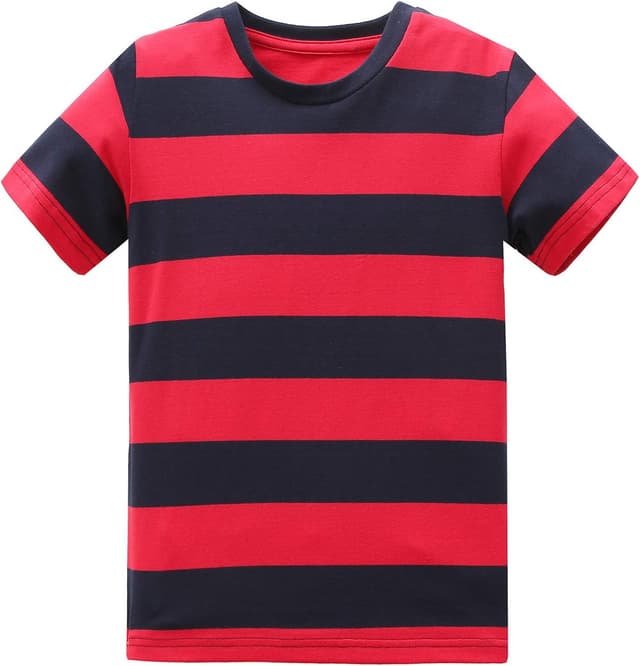 Detalle de Aisyee Boys Striped Short Sleeve T-Shirts (Rainbow design) for Ages 1–10