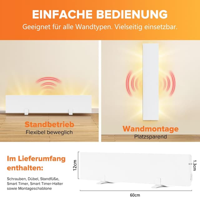 Detalle de Xnature XN-IC60 PLUSMODUL Infrarot Anti-Schimmel-Heizung mit Smart Timer (Alternative zu Schimmelspray)