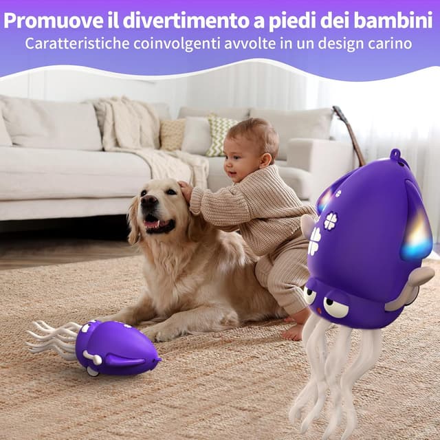 Thumbnail 6 de SWTOIPIG Polpo interattivo danzante con LED, musica e sensori a evitamento ostacoli (da mettere a pancia in giù)