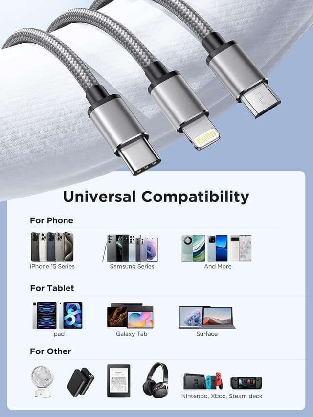 Thumbnail 6 de Multi Charger Cable 3-in-1, 1.2m 3A