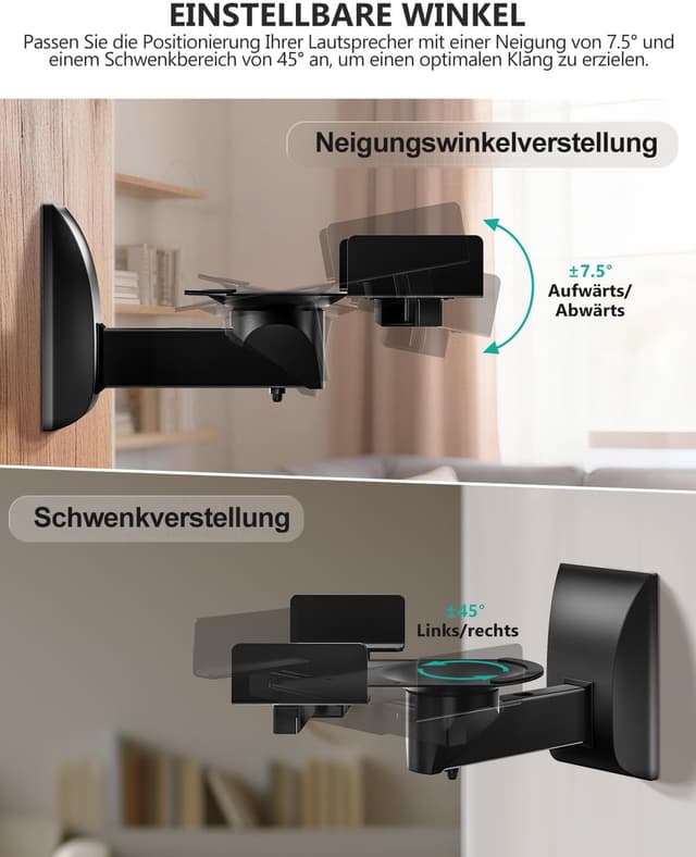 Detalle 2 de WALI SWM201 Lautsprecherhalterung für 25 kg, schwarz