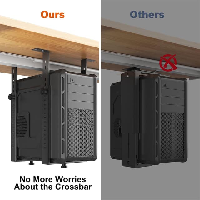 Detalle de PUTORSEN Untertisch-PC-Halterung für Computergehäuse – bis 35 kg, platzsparende Montage