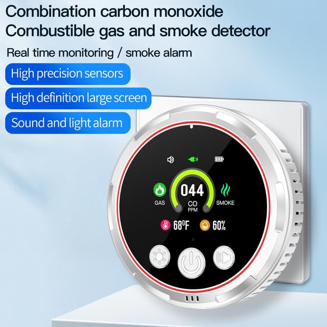 Detalle de Gedsffati HD13-CGS rilevatore combinato fumo, gas combustibile e monossido di carbonio (CO) con batteria e presa