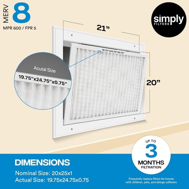 Detalle 2 de Simply 20x25x1 Air Filter MERV 8