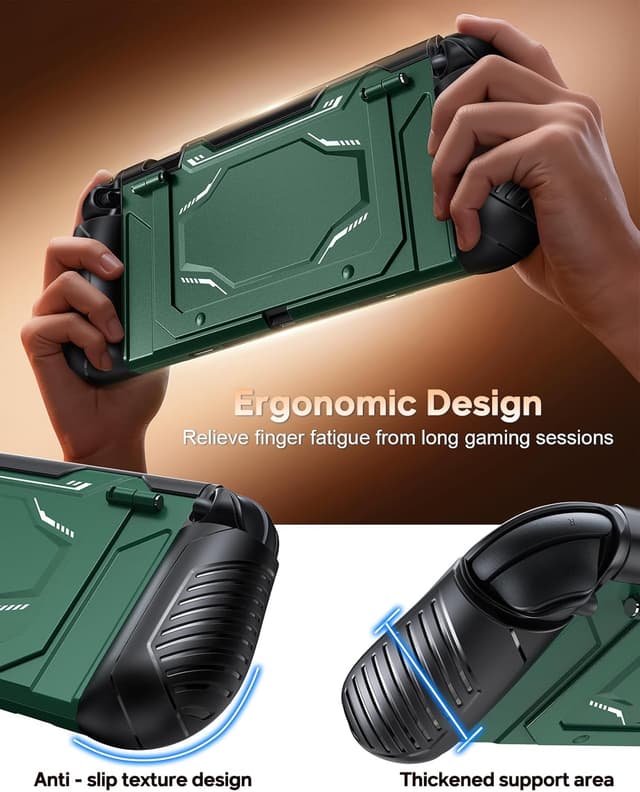 Detalle 2 de FYOUNG Dockable Switch 2 Case with Adjustable Kickstand, Shockproof Hard Shell (Green)