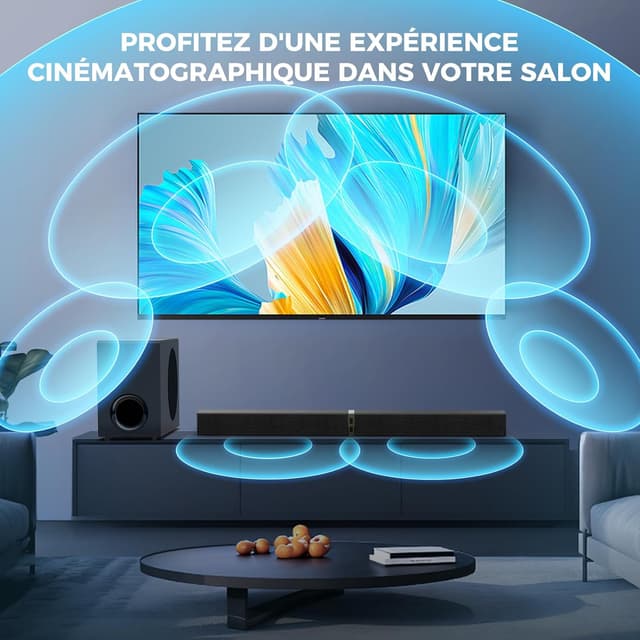 Detalle de GarageRock Soundbar mit Subwoofer 120W – TV-Heimkino Soundsystem mit Bluetooth 5.3, ARC, optisch & AUX