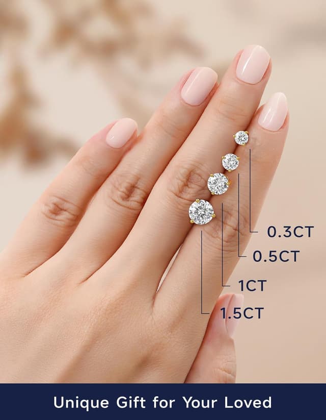 Detalle de MomentWish Moissanite Ohrstecker aus 925 Silber, 0,6–3 Karat – vergoldet, hypoallergen