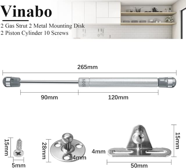 Thumbnail 6 de Vinabo Resorte de Gas 100 N para puertas 265 mm