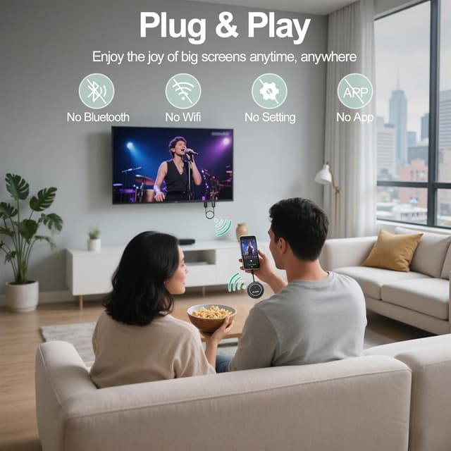 Detalle de Wireless HDMI Transmitter and Receiver (USB-C, 5GHz) for 1080P Full HD streaming to TV/monitor