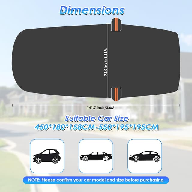 Detalle 2 de Ninonly Half Car Cover Waterproof Ninonly 210D (Universal) – Black