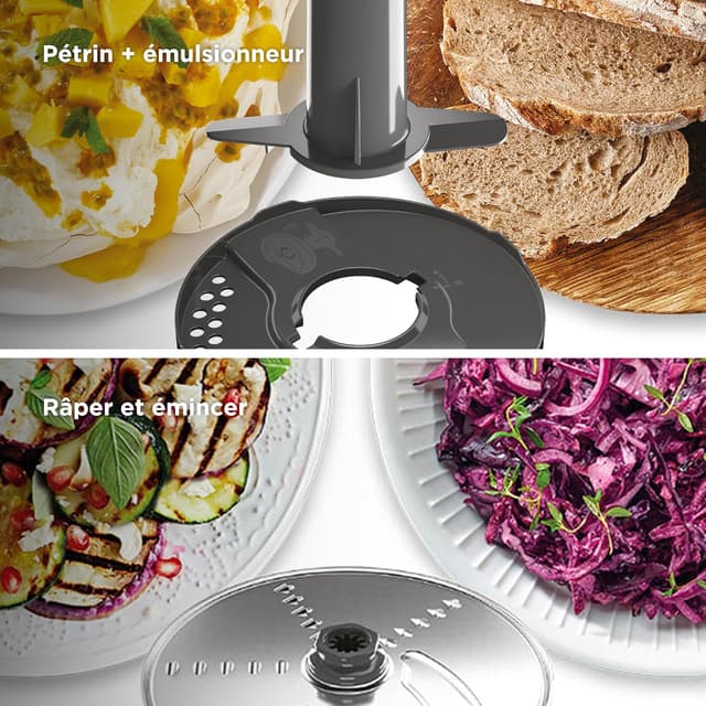 Detalle de Kenwood MultiPro Express FDP65.820SI, robot multifonction avec accessoires, bol 3 L et moteur 1000 W