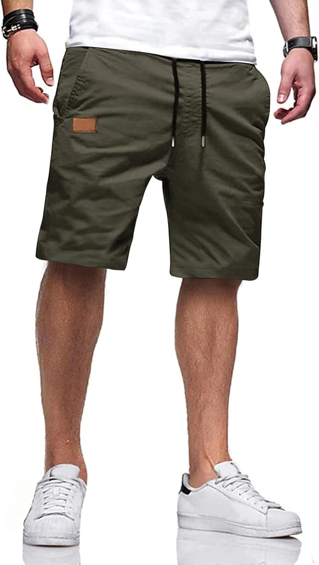 Detalle de TARAINYA kurze Chino-Shorts Herren aus Baumwolle mit Tunnelzug und 4 Taschen
