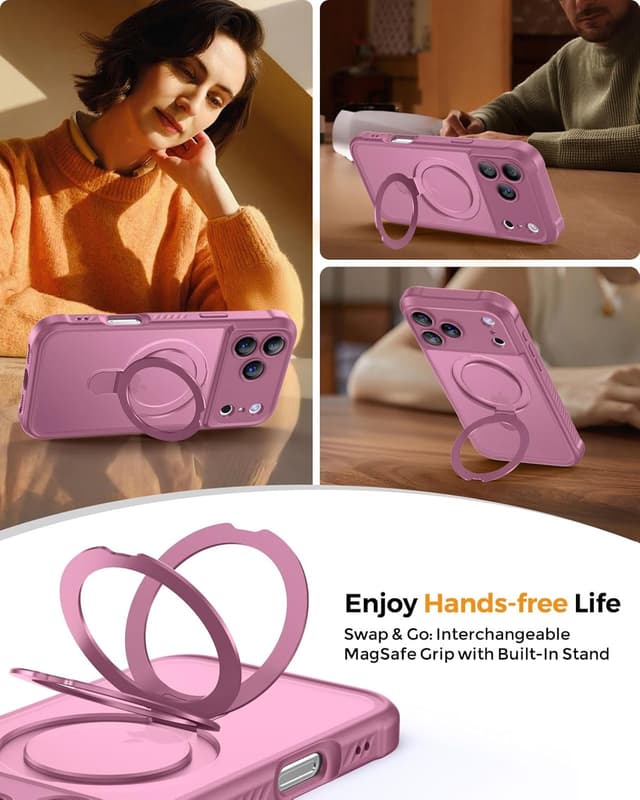 Detalle 2 de MOCCA Design for iPhone 17 Pro Case with MagSafe, Invisible Magnetic Ring Stand & Military Drop Protection (Lavender Purple)