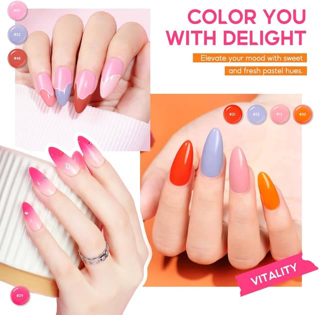 Detalle de Kit COSCELIA 40 pièces de vernis semi-permanent : 35 couleurs + base coat et 4 top coats (mat, brillant, pailleté)