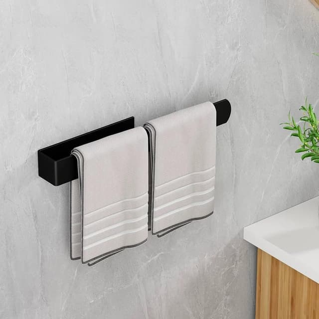 Detalle 2 de Porta Asciugamani Adesivo da Parete 22 cm in acciaio inox 304 SUS304 con adesivo 3M, nero opaco