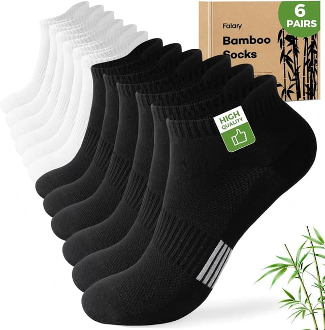 Thumbnail 6 de FALARY 6 Pairs Bamboo Trainer Socks (Low Cut Ankle) – Moisture-Wicking, Anti-Blister Comfort