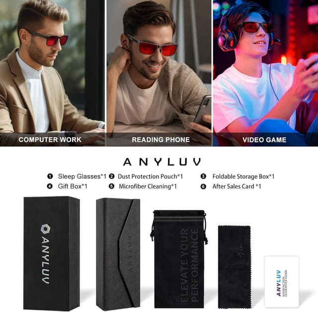 Detalle 2 de ANYLUV Blue Light Blocking Glasses for Men (Lightweight Anti-Eyestain, Gaming/Computer Use)
