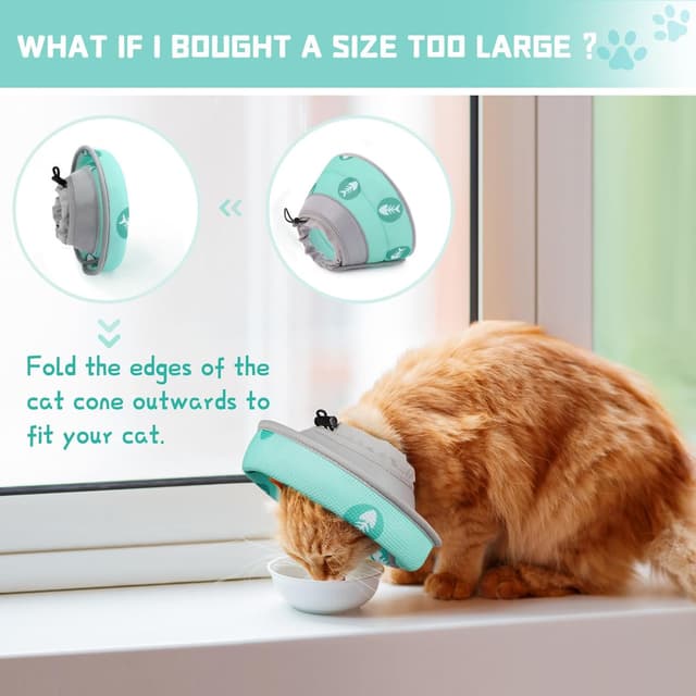 Detalle de Supet Cat Cone Collar Soft EPE Adjustable Recovery Collar (Green, S)