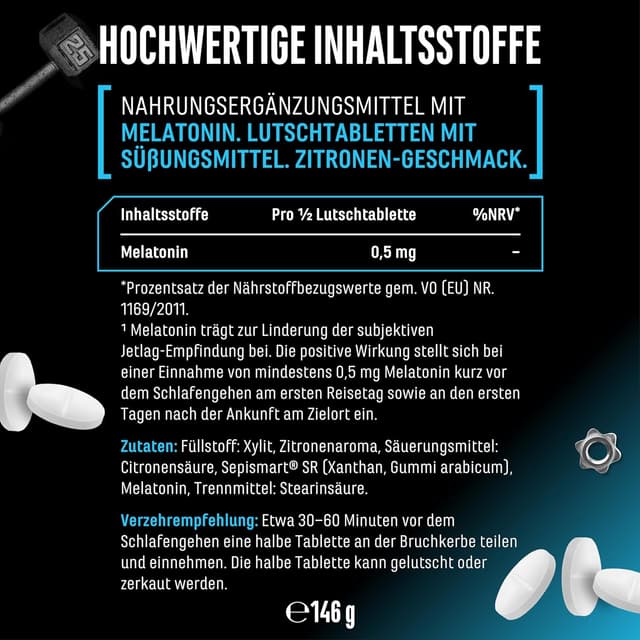 Thumbnail 6 de GEN German Elite Nutrition Melatonin Time Release – 365 Lutschtabletten mit Zitronengeschmack (0,5 mg) und Sepismart® SR