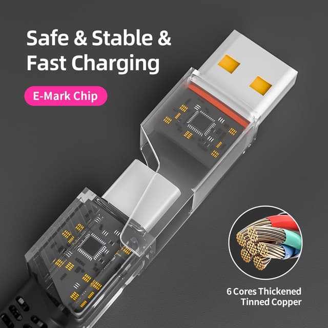 Detalle de USB C Cable 4‑in‑1 240W 5ft Fast Charging