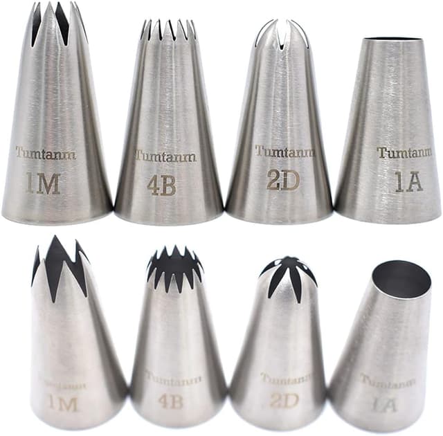 Detalle de Tumtanm Professional Large Piping Nozzles (4 pcs) stainless steel icing tips for cupcakes and baking