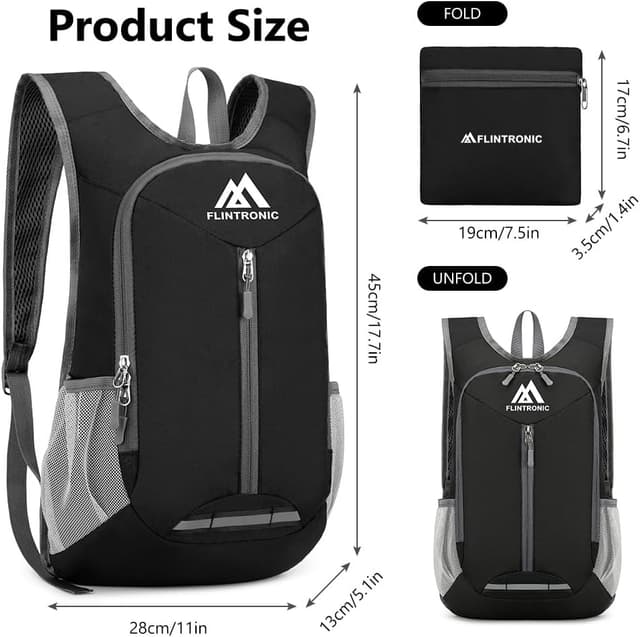 Detalle de flintronic Foldable Backpack 16L – Ultra-light packable waterproof daypack