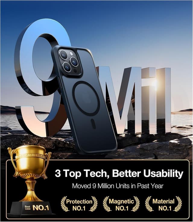 Detalle 2 de Torras 12FT Military Shockproof iPhone 15 Pro MagSafe case with MagSafe magnets, 20W charging support and titanium buttons (black)