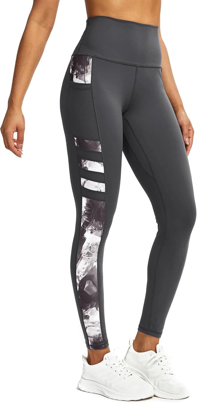Detalle de Tuspryt Sport-Leggings Damen mit Taschen – blickdichte High-Waist Trainingshose für Yoga, Fitness & Lauf