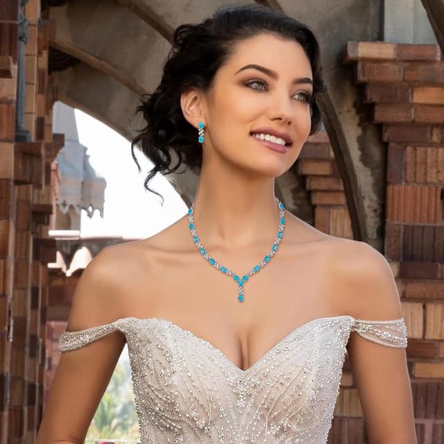 Detalle de Parure mariage Clearine « Délicat Femme » collier + boucles d’oreilles en Zircon/Zirconium