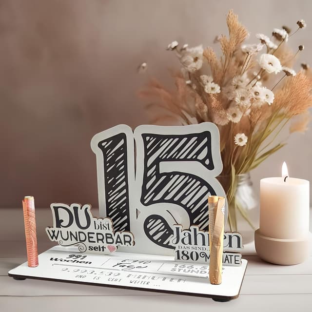 Thumbnail 4 de 15 Geburtstag 3D Holzkarte Geldgeschenke