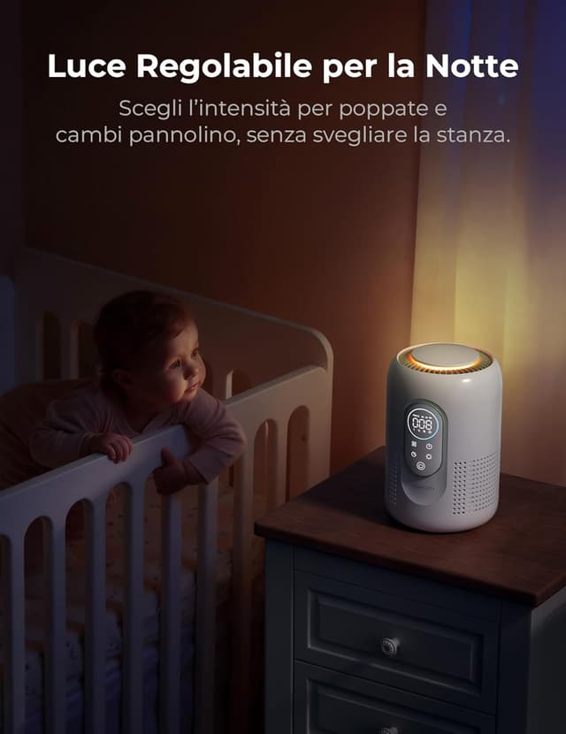 Thumbnail 6 de momcozy Purificatore d’aria per cameretta con HEPA H13 e carbone attivo, monitor PM2.5 in tempo reale e luce notturna dimmerabile
