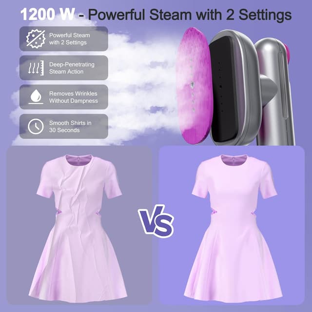 Detalle de 1200W Clothes Steamer handheld garment steamer with 2 steam modes and dry iron function (220–240V)