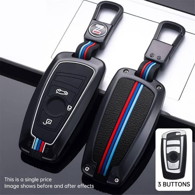 Detalle de OTMIK Autoschlüssel Abdeckung aus Zinklegierung – passend für BMW Schlüssel (schwarze 3 Knöpfe)