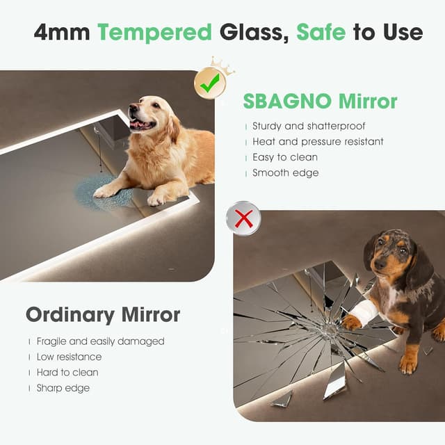 Thumbnail 6 de S’bagno LED-Badezimmer-Spiegel mit Beleuchtung 80x60 cm – Bluetooth, Antibeschlag, dimmbar & IP44