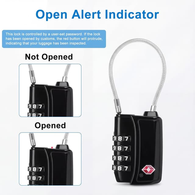 Detalle de Diyife TSA008 TSA-accepted luggage locks (2 pack) with 4-digit resettable code