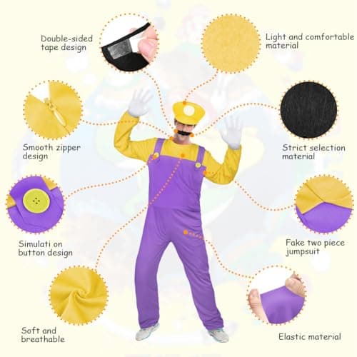 Detalle 1 de Aomig Disfraz Mario y Luigi Bros 4pcs 🎭