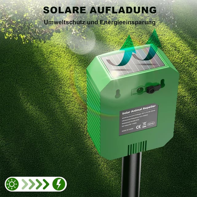 Thumbnail 6 de Katzenschreck Maulwurf Vertreiber mit Ultraschall & Blitzlicht (5 Modi, wasserdicht IP44) für Garten & Hof