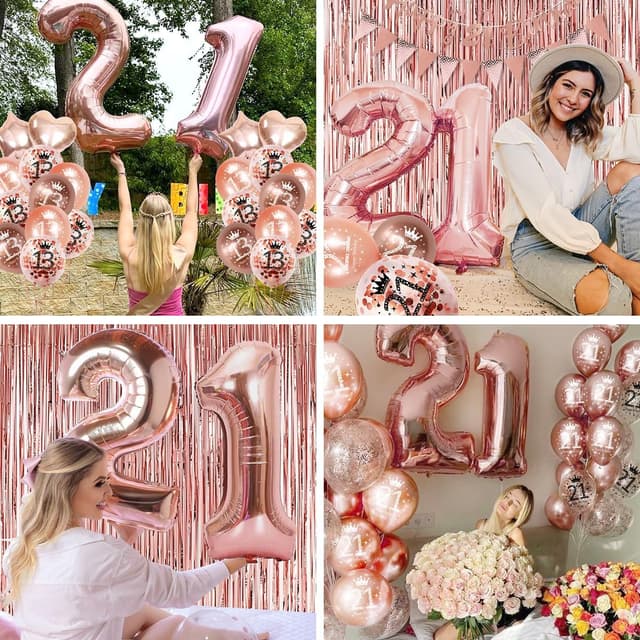 Thumbnail 6 de VICTERR Rose Gold 21st Birthday Decorations