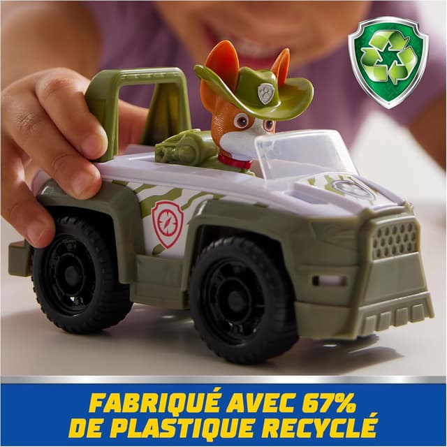 Detalle de Paw Patrol Pat Patrouille Véhicule figurine Tracker Jungle Cruiser (voiture à collectionner, plastique recyclé)