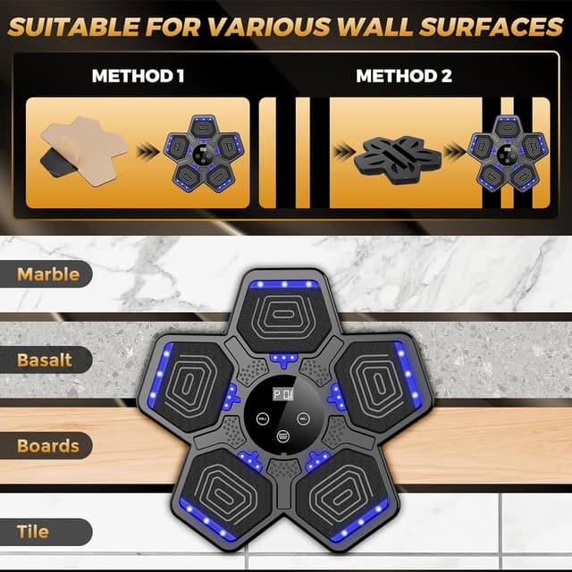 Detalle 2 de LOLBOX Music Boxing Machine – Interactive rhythm trainer with LED target lights and Bluetooth speaker (wall-mount pad)