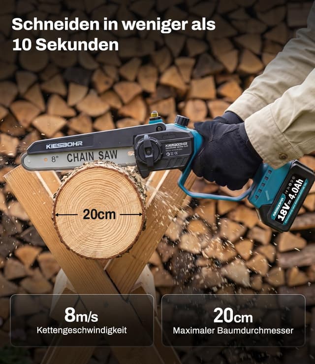 Detalle de Mini Akku Kettensäge KIESBOHR CS001 20 cm