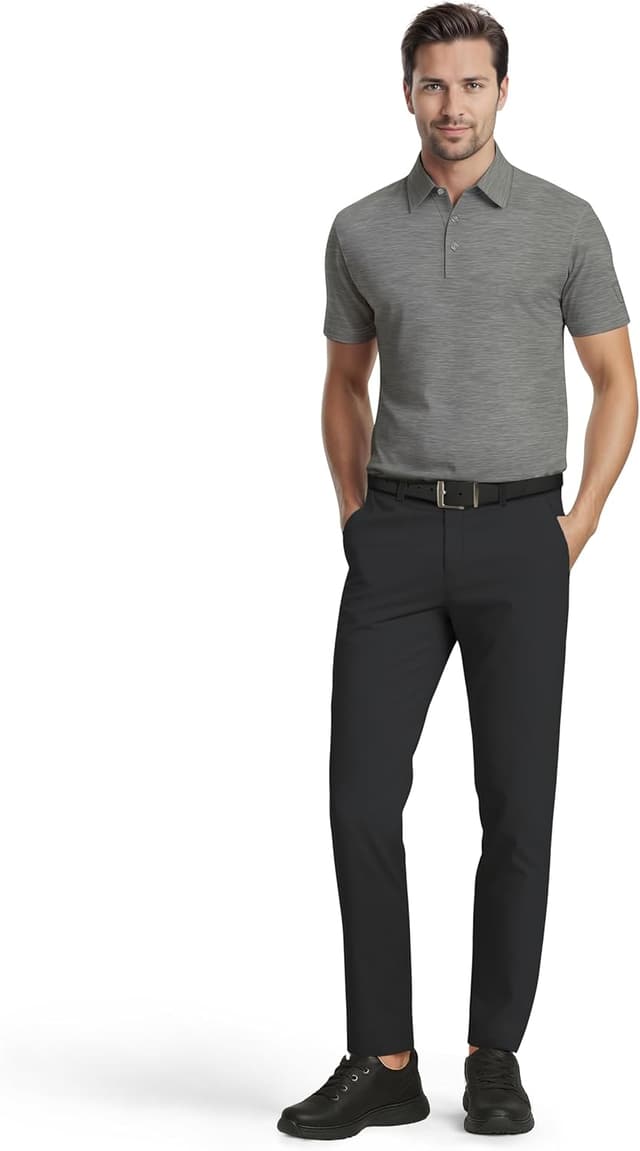 Detalle de PGA Tour Men’s Airflux Jaspe Cotton Short Sleeve Golf Polo Shirt