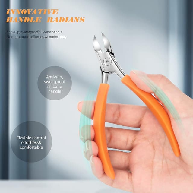 Detalle de FVION Profi-Nagelzange für Fußnägel aus Edelstahl (orange) – für dicke & eingewachsene Nägel