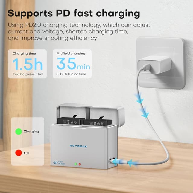 Detalle 2 de REYGEAK Akku Ladebox 2100 mAh für DJI Osmo Action