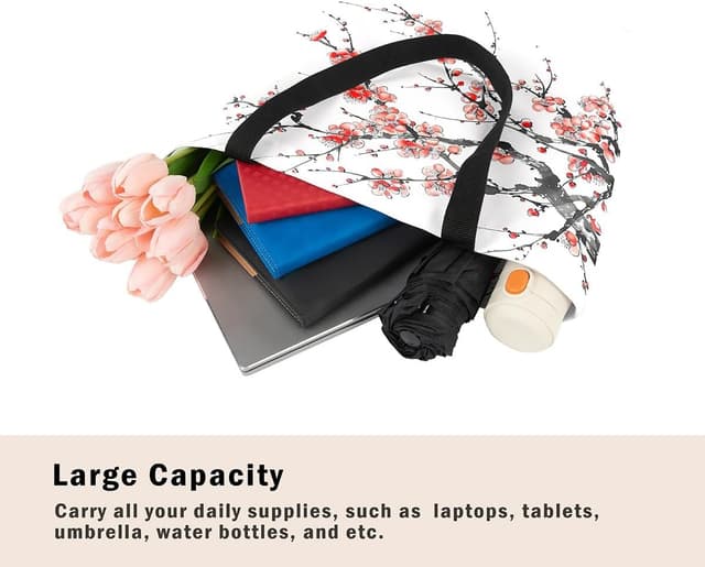 Thumbnail 4 de Homewish Rote Kirschblüten Leinwand Tasche 50×40×15 cm