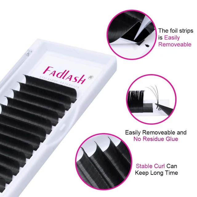 Detalle de Selbstfächernde Wimpernverlängerung FADLASH Easy Fan Lashes (0,07 mm, Curl D) – für Volumentechnik & selbst gefächerte Fans