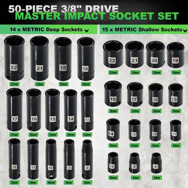 Thumbnail 3 de DANGKIY 3/8" Impact Socket Set 50-Piece