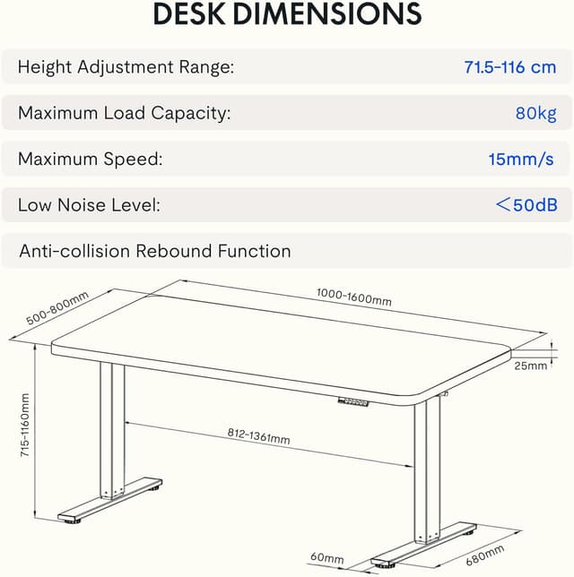 Thumbnail 1 de FLEXISPOT Höhenverstellbarer Schreibtisch 160×80 cm